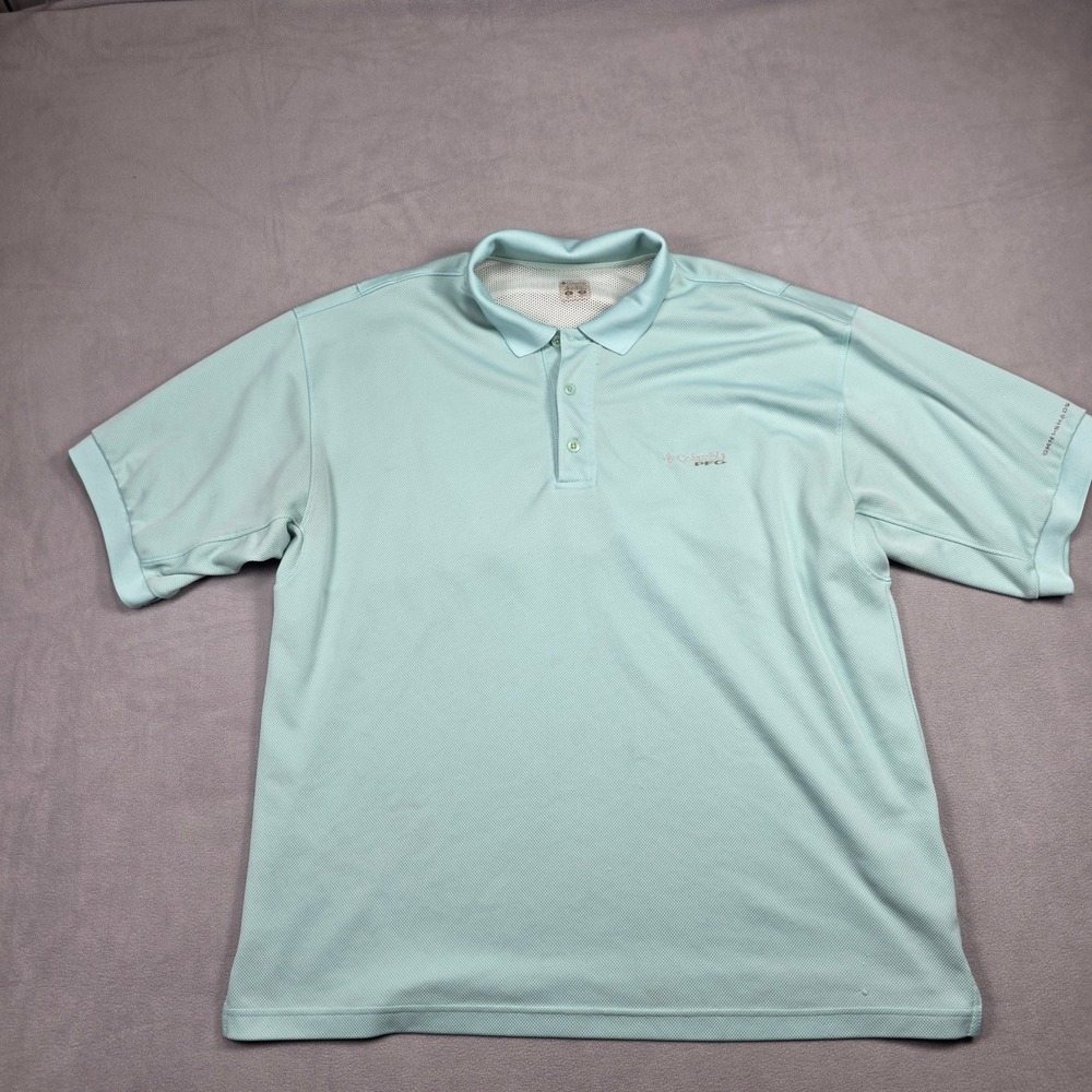 Columbia Polo Mens XL Light Blue PFG Omni-Shade Performance Shirt